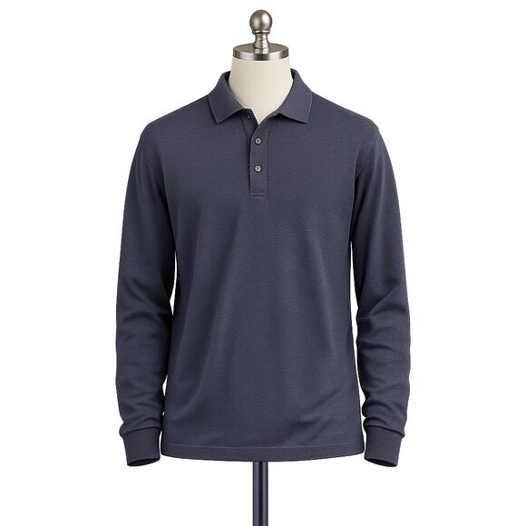 Burberry Other - Burberry’s Blue Textured Polo - Size S - Long Sleeve Classic Luxury Style